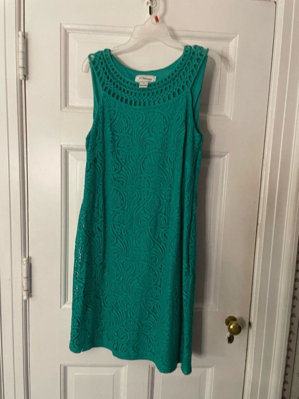 J. Howard Teal Crochet Yoke Sleeveless Mini Dress